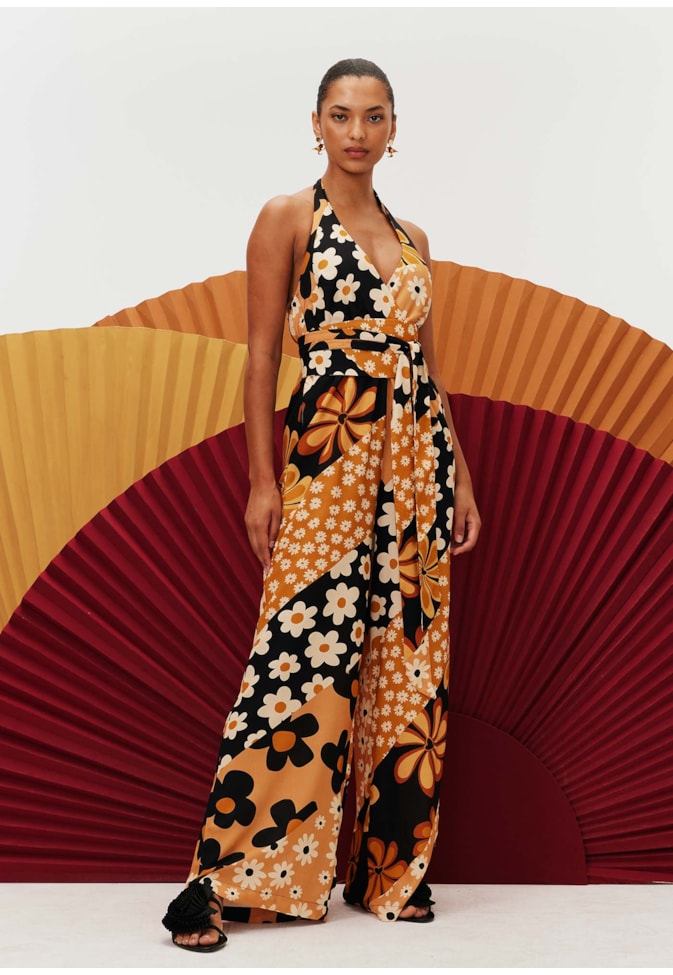 Macacão Frente Única Estampado Salsa