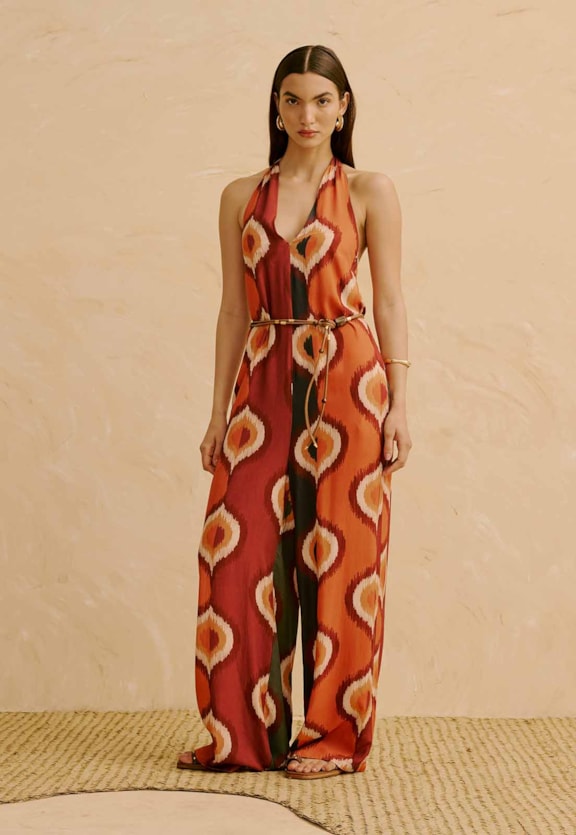 Macacão Frente Única Estampado Taquile Vista Frontal