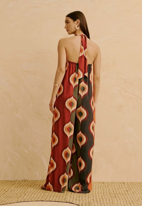 Macacão Frente Única Estampado Taquile Vista Traseira