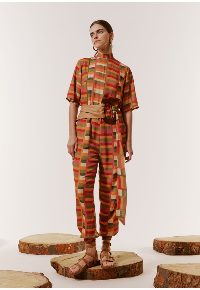 Macacão Gola Alta Estampado Ciranda