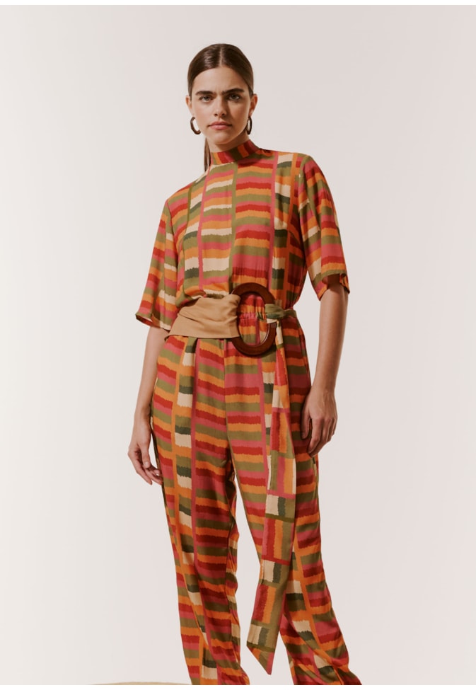 Macacão Gola Alta Estampado Ciranda