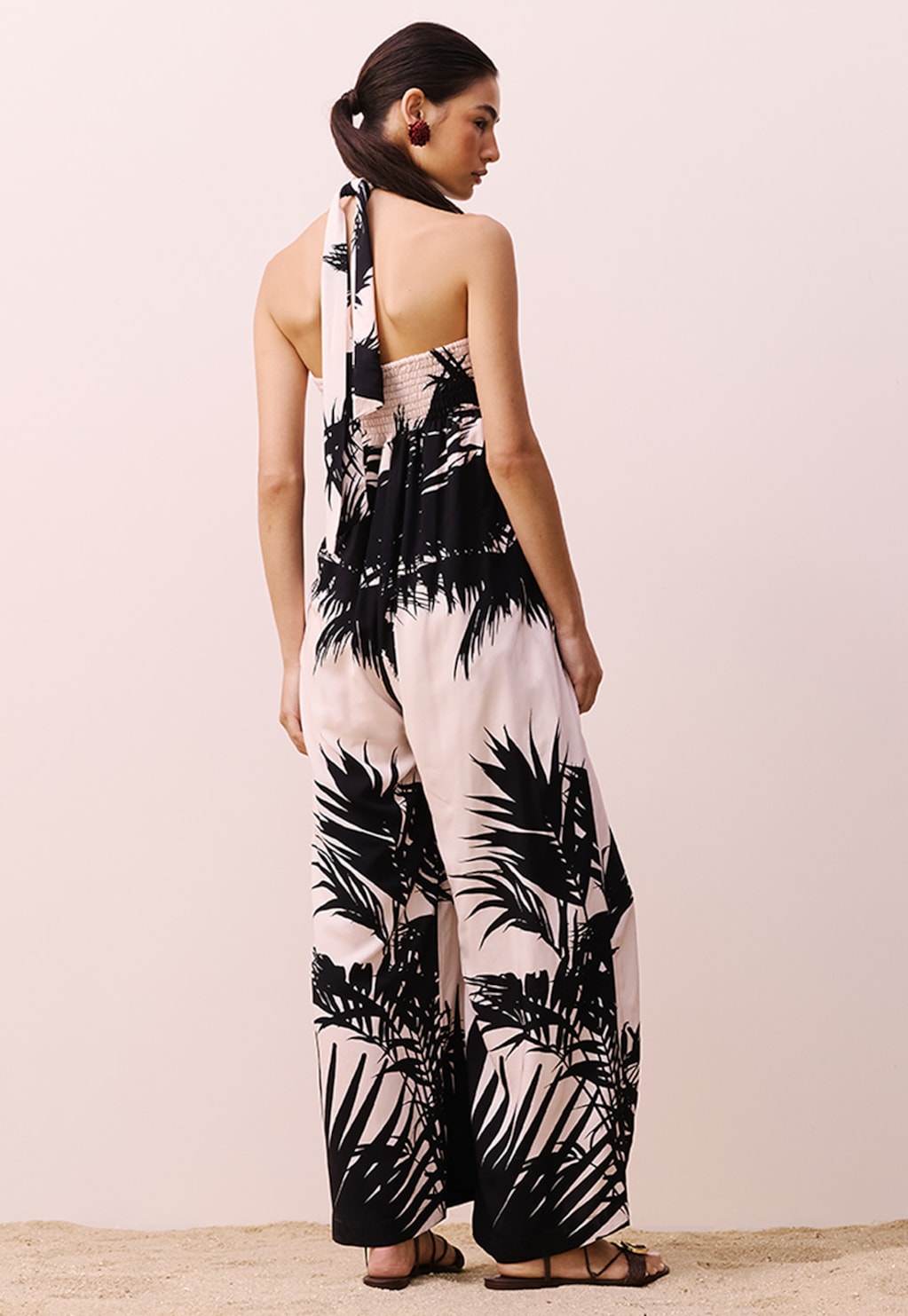 Macacão Laço Estampado Lago Preto