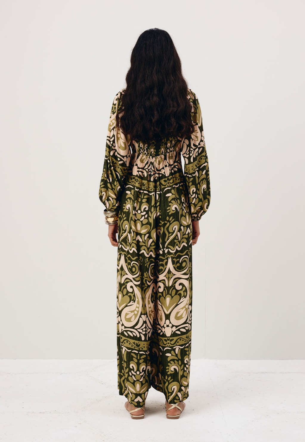 Macacão Manga Bufante Estampado Nômade