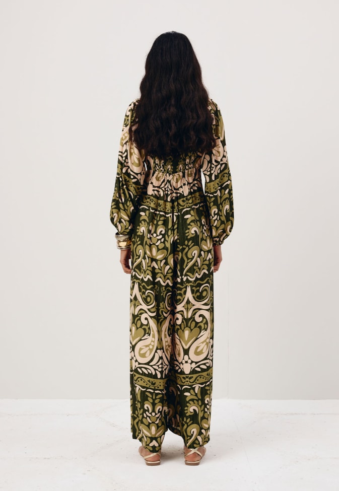 Macacão Manga Bufante Estampado Nômade