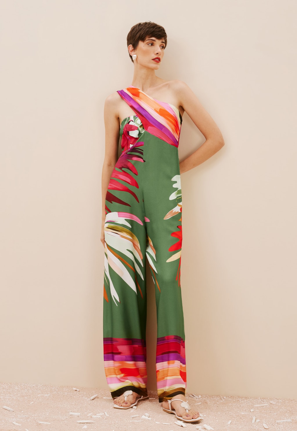 Macacão Ombro Só Estampado Rafia