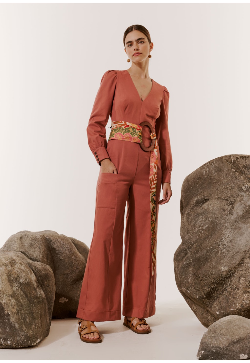 Macacão Pantalona Abotoamento Punho