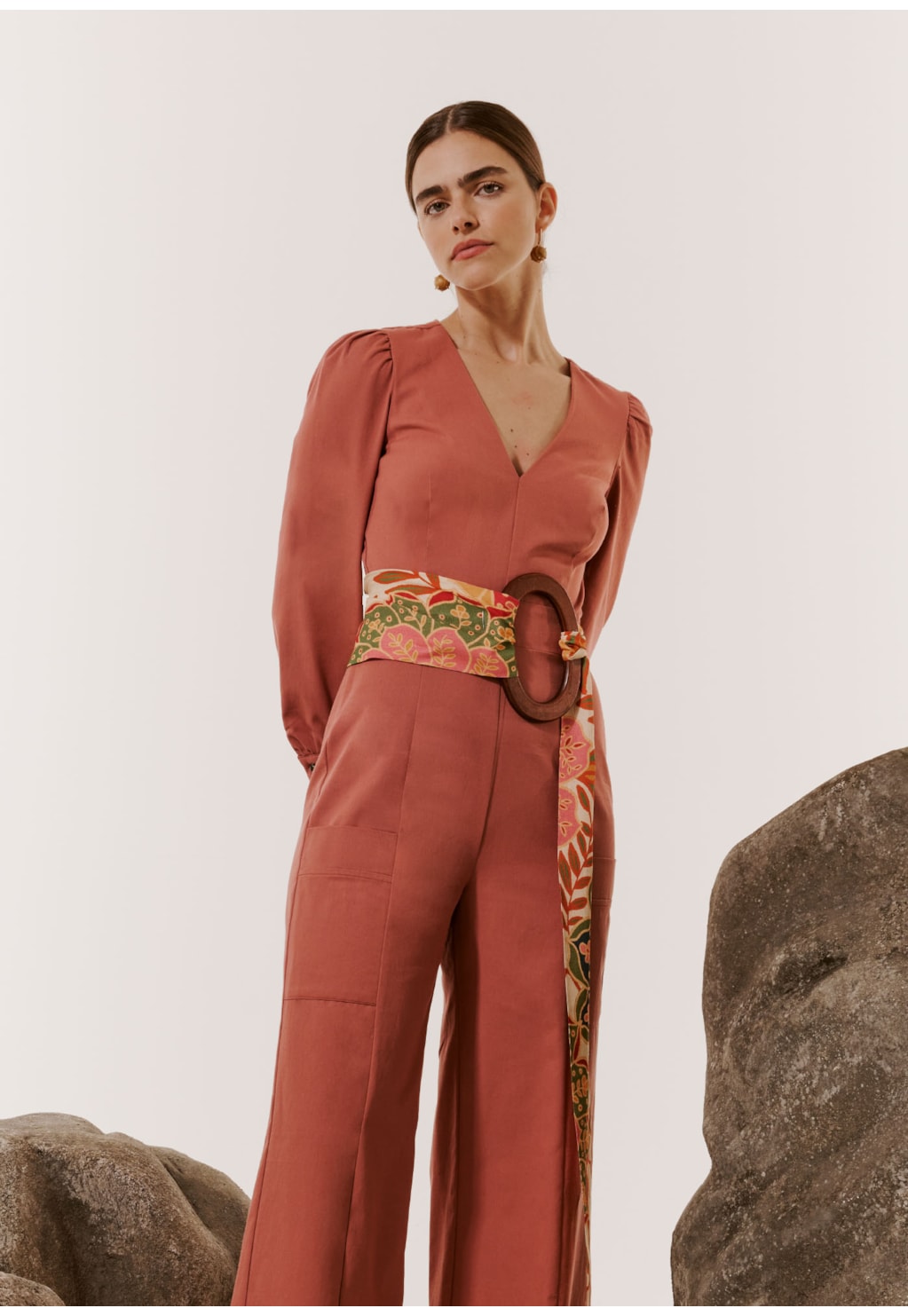 Macacão Pantalona Abotoamento Punho