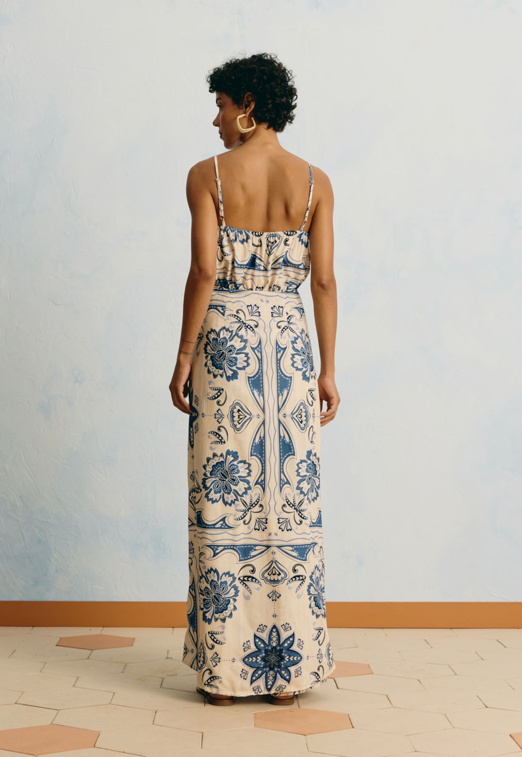 Macacão Pareô Estampado Jasmin Azul