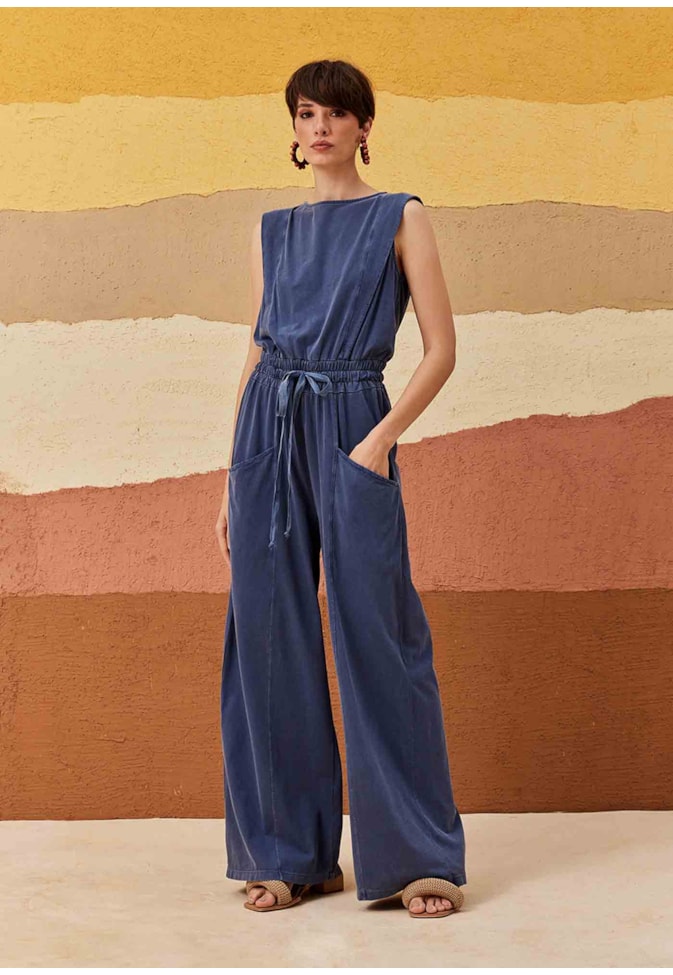 Macacão Regata Bolso Estonado