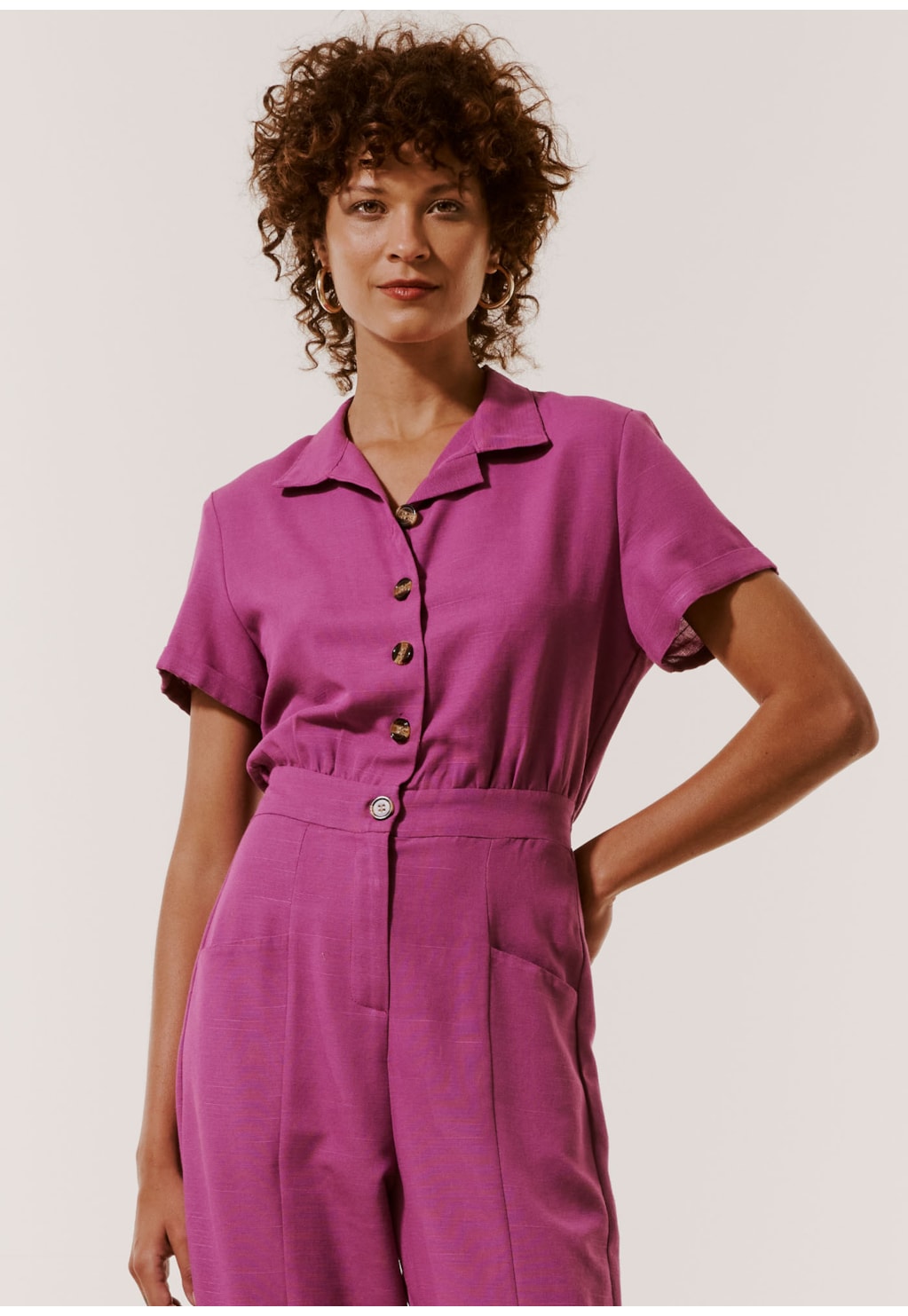 Macacão Reto Botões