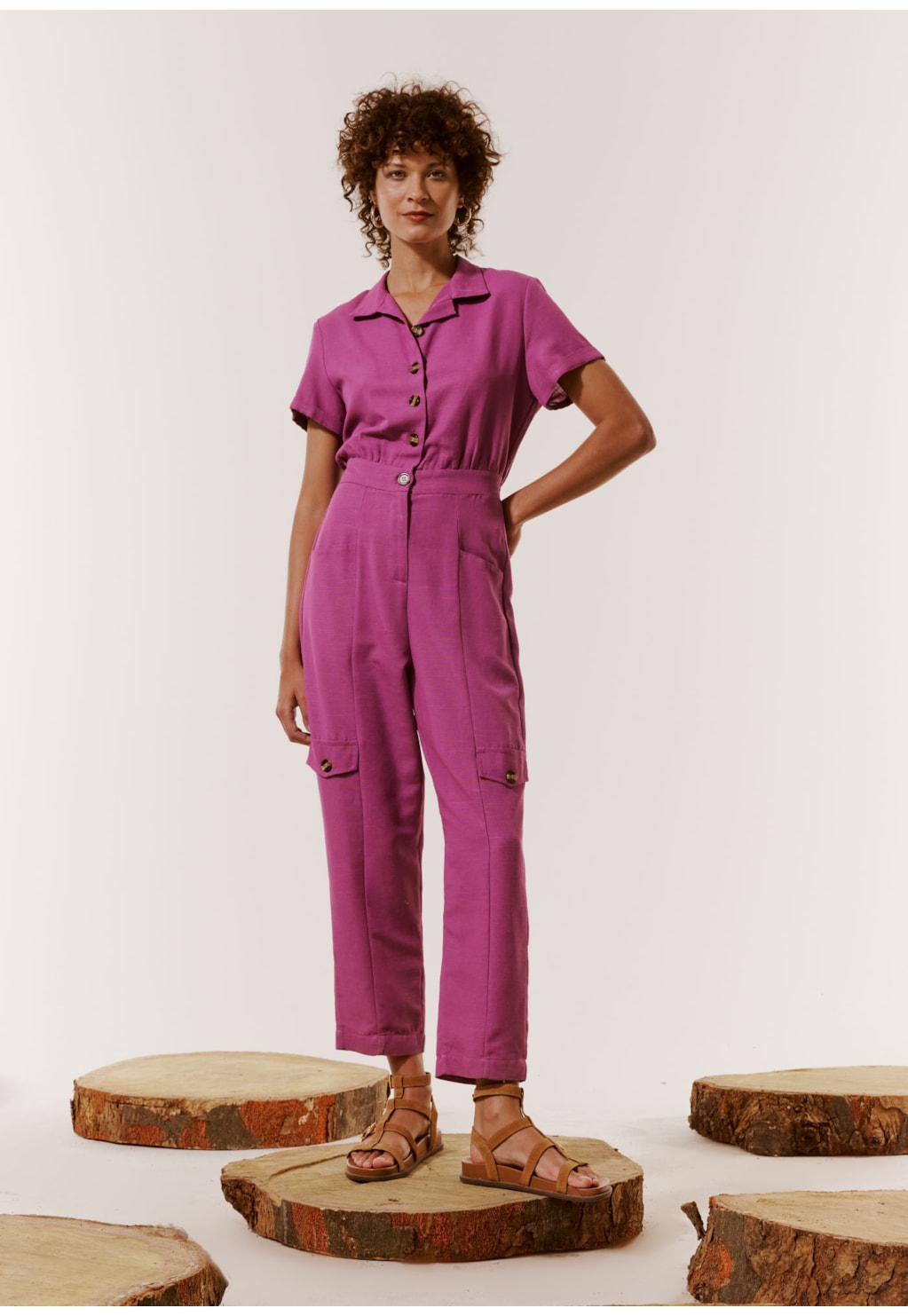 Macacão Reto Botões