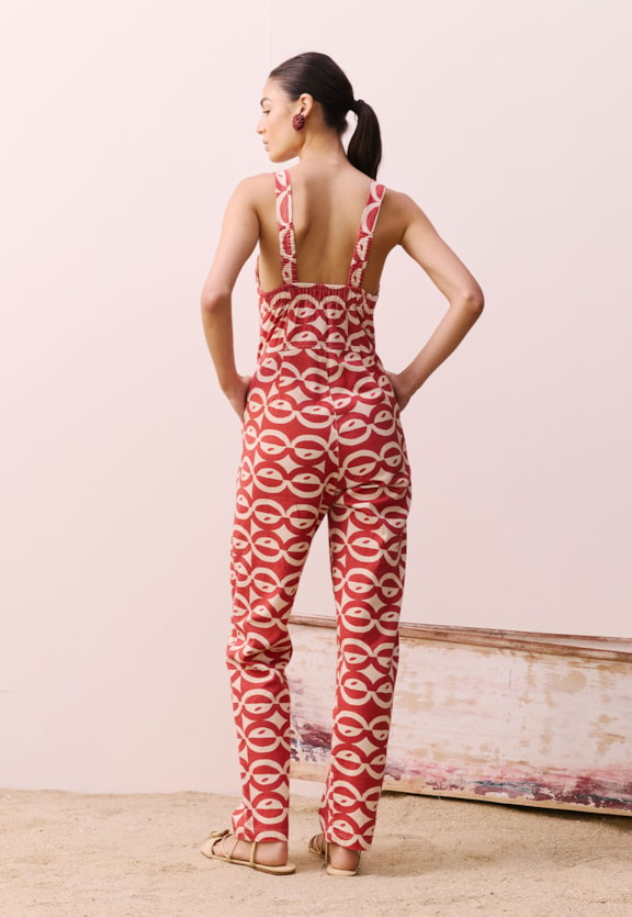 Macacão Sarja Estampado Kakawa Vista Traseira