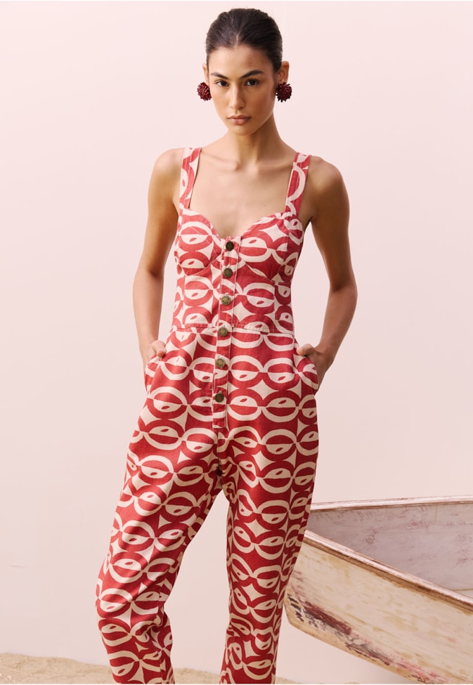 Macacão Sarja Estampado Kakawa