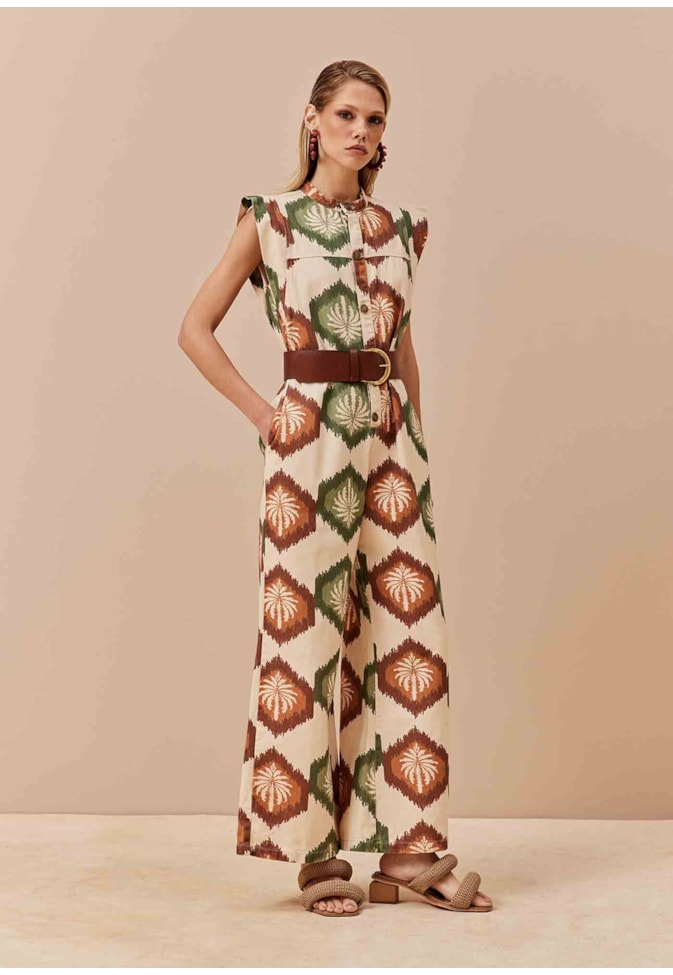 Macacão Sarja Estampado Los Andes 