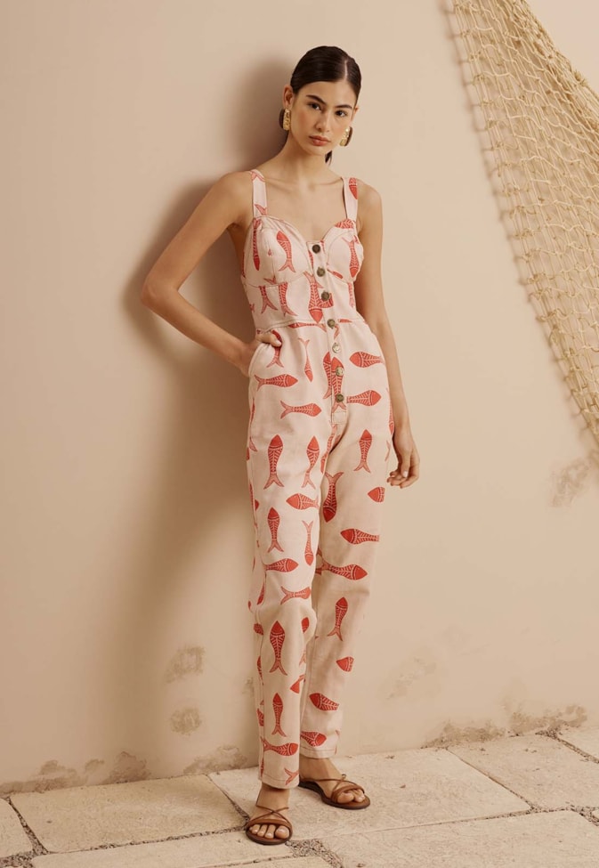 Macacão Sarja Estampado Manzuá