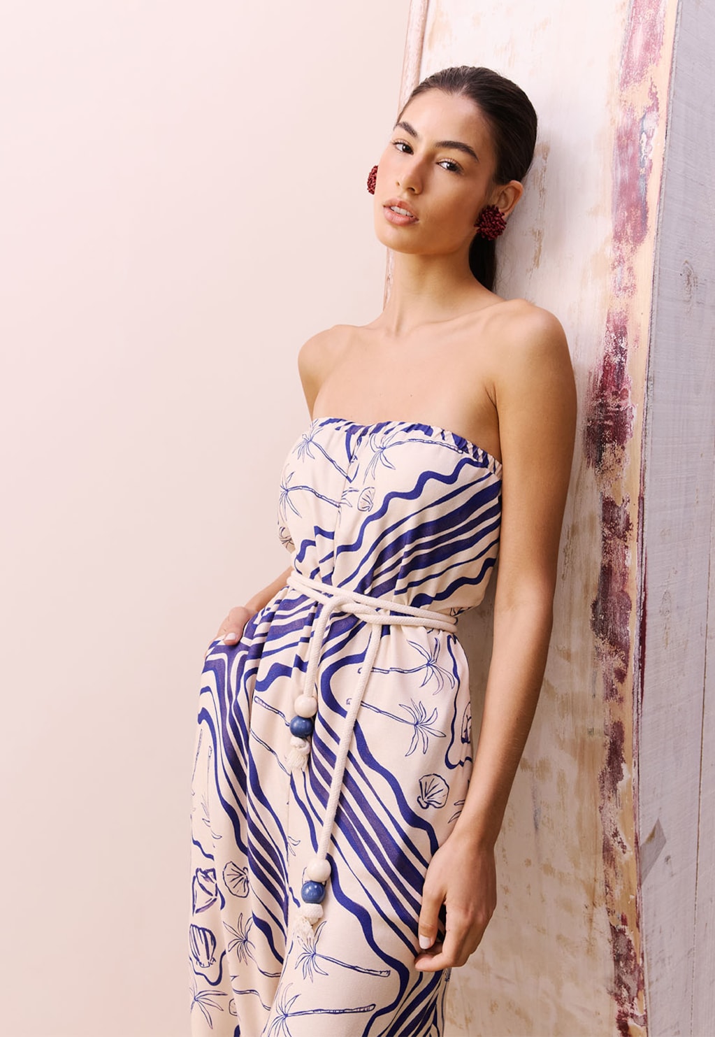 Macacão Sem Alça Estampado Tupé