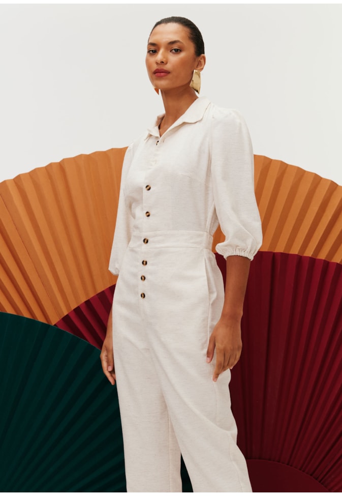 Macacão Tecido Botões Frontais