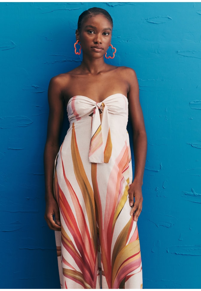 Macacão Tomara Que Caia Laço Estampado Belize