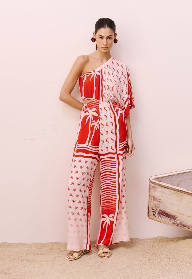 Macacão Um Ombro Só Estampado Alter do Chão