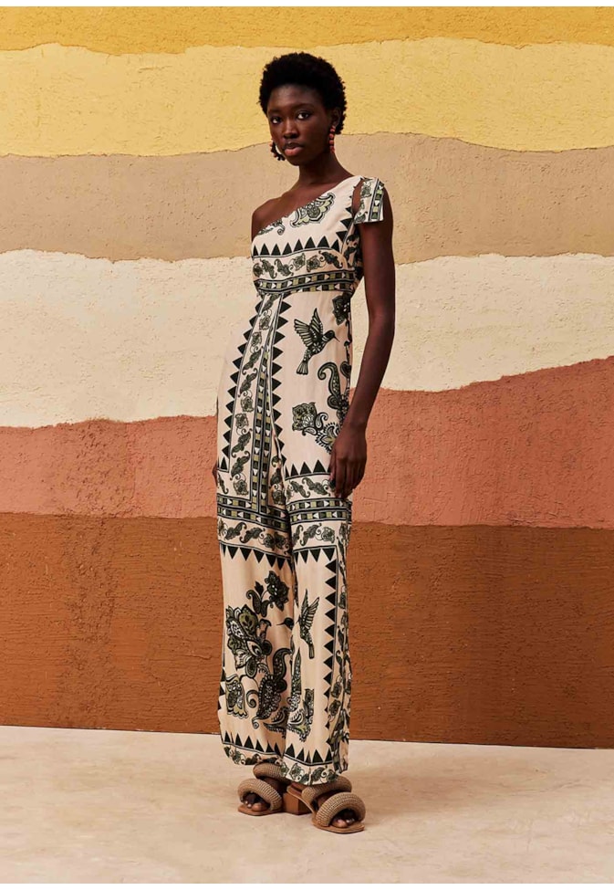 Macacão Um Ombro Só Estampado Bodegas