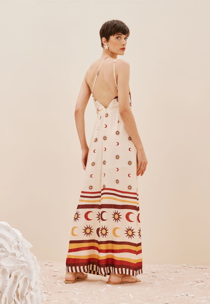 Macacão Um Ombro Só Estampado Dunas Douradas