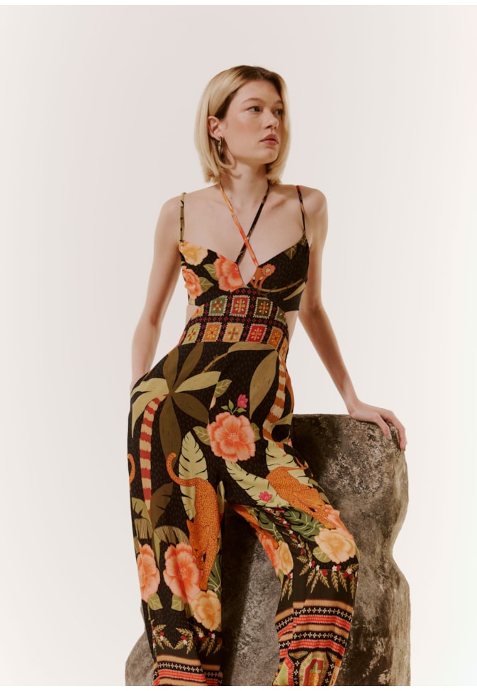 Macacão Vazado Estampado Pequi