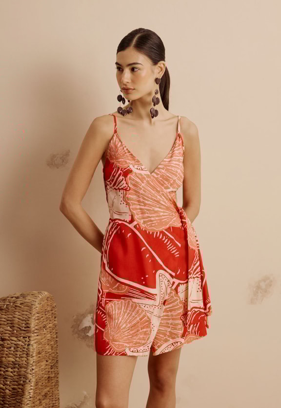 Macaquinho Amarração Estampado Concha Guajará  Vista Frontal