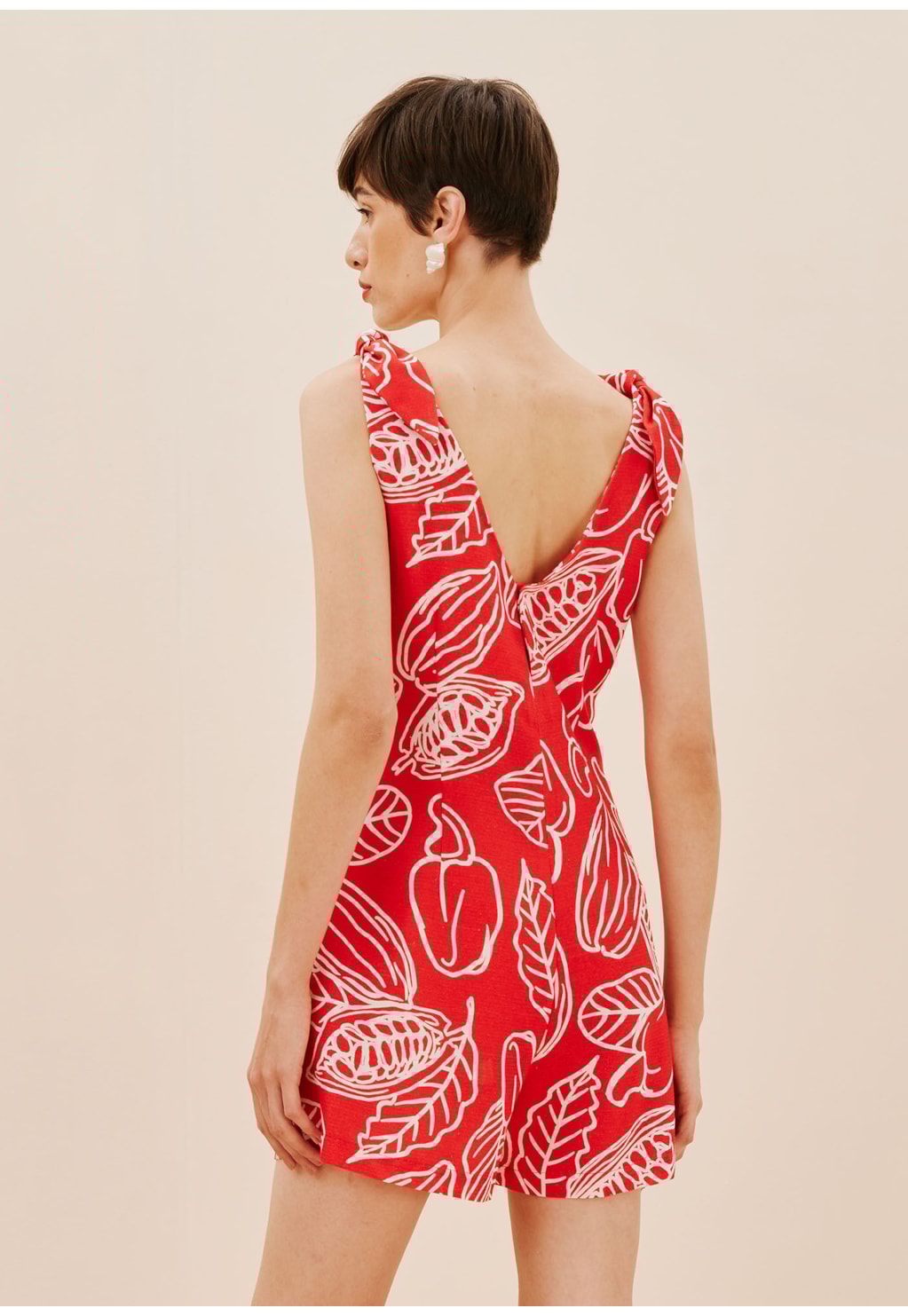 Macaquinho Detalhe Pétala Estampado Frutos da Terra