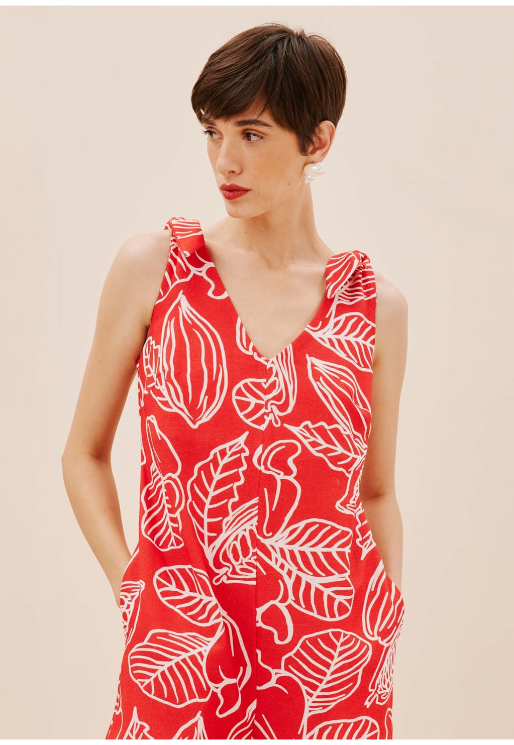 Macaquinho Detalhe Pétala Estampado Frutos da Terra