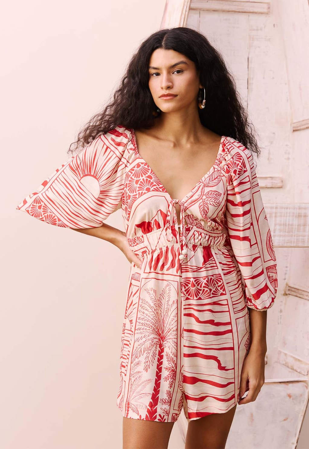 Macaquinho Franzido Estampado Santarém