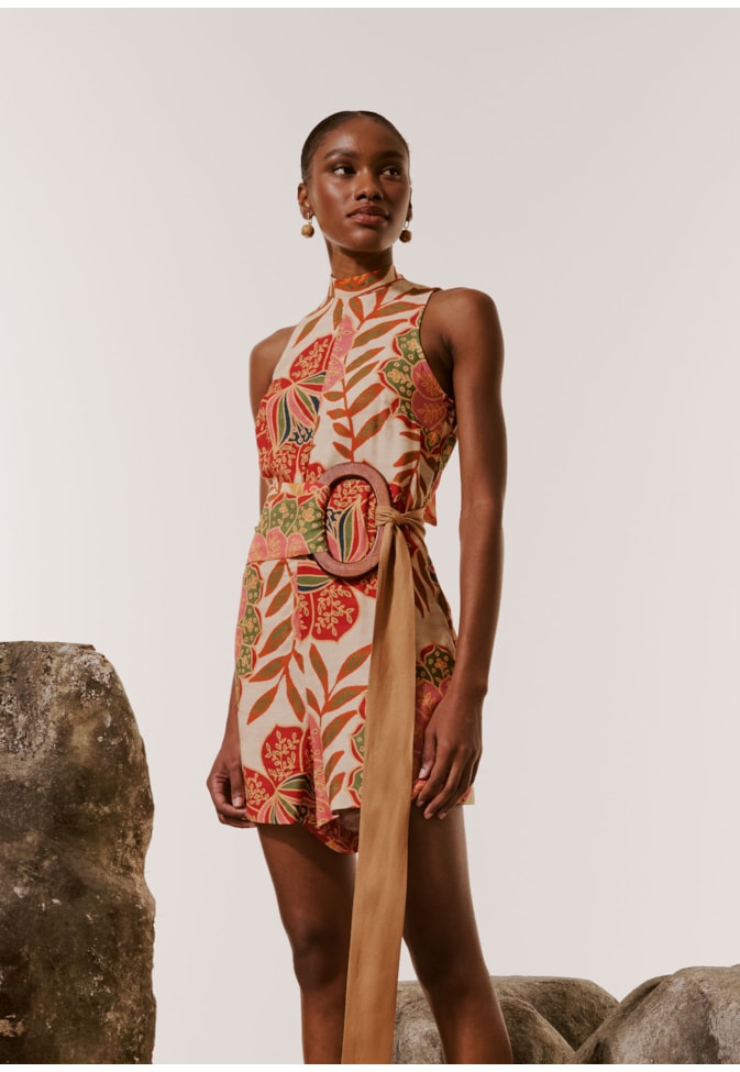 Macaquinho Golinha com Amarração Estampado Bohemia