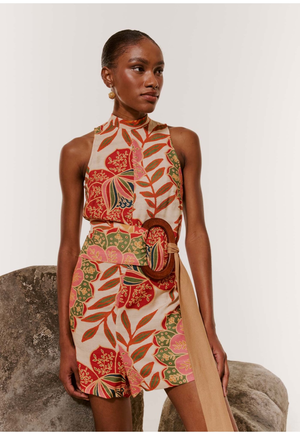 Macaquinho Golinha com Amarração Estampado Bohemia