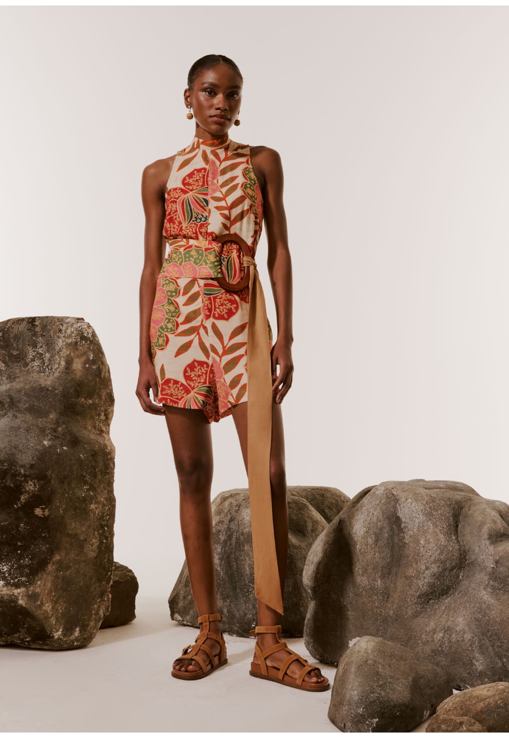 Macaquinho Golinha com Amarração Estampado Bohemia