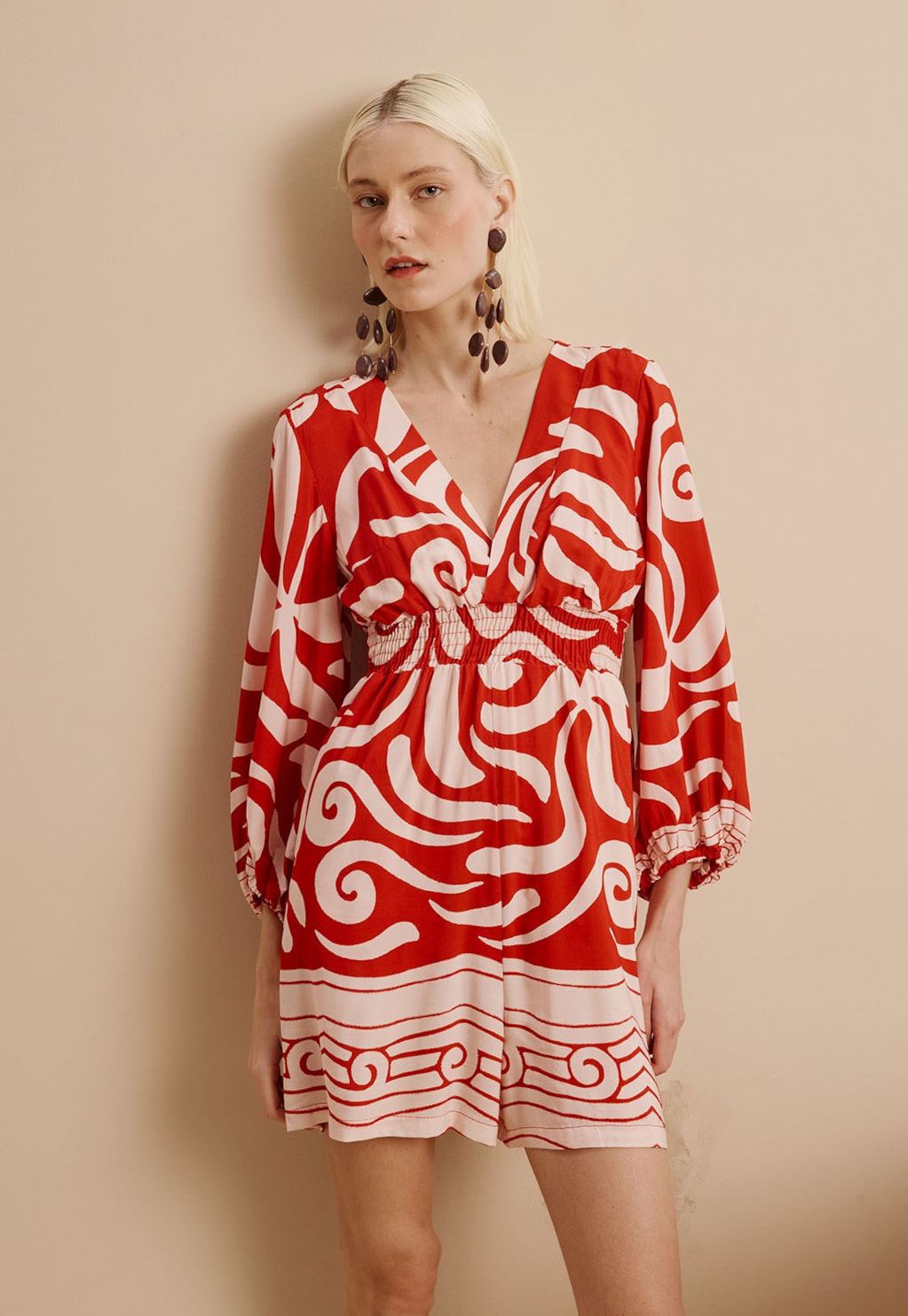 Macaquinho Mangas Bufantes Estampado Pororoca