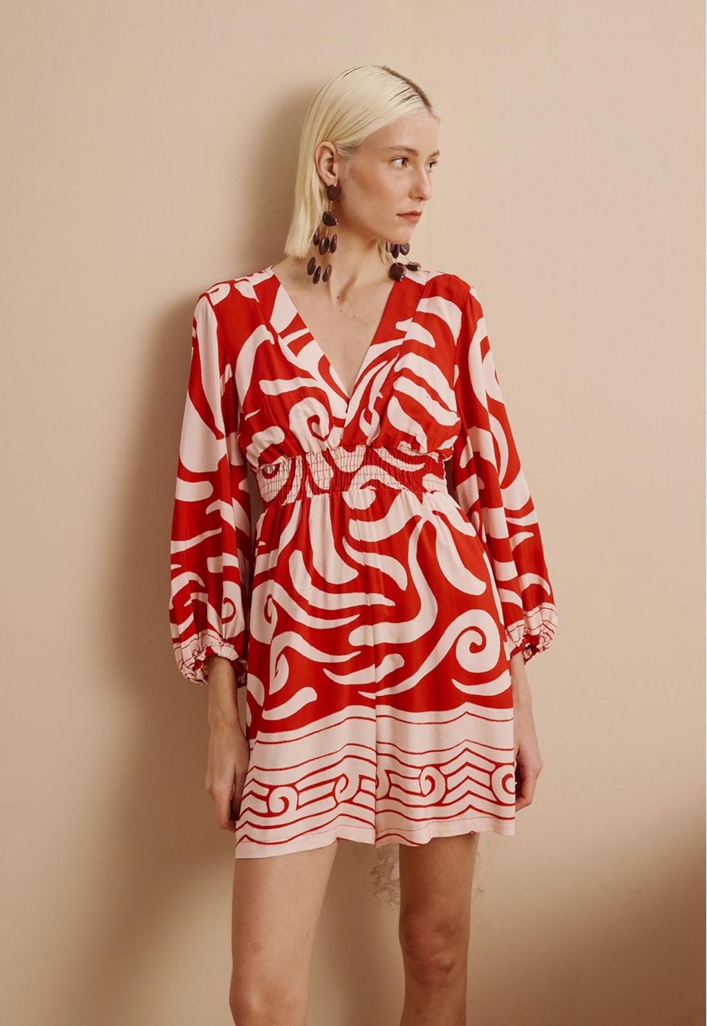 Macaquinho Mangas Bufantes Estampado Pororoca