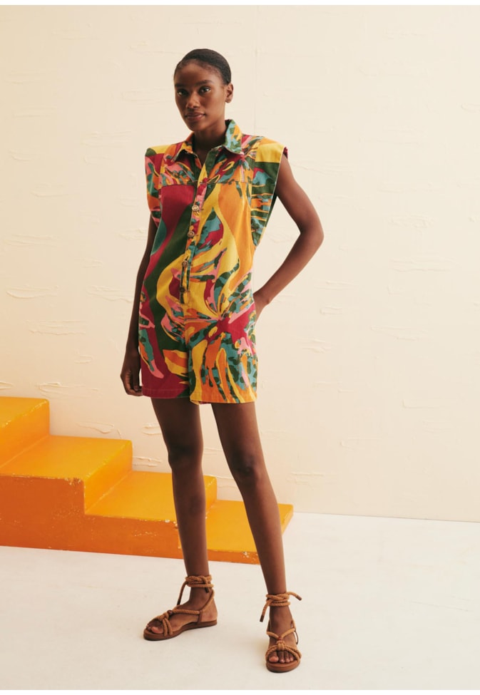 Macaquinho Sarja Estampado Costela Mexicana