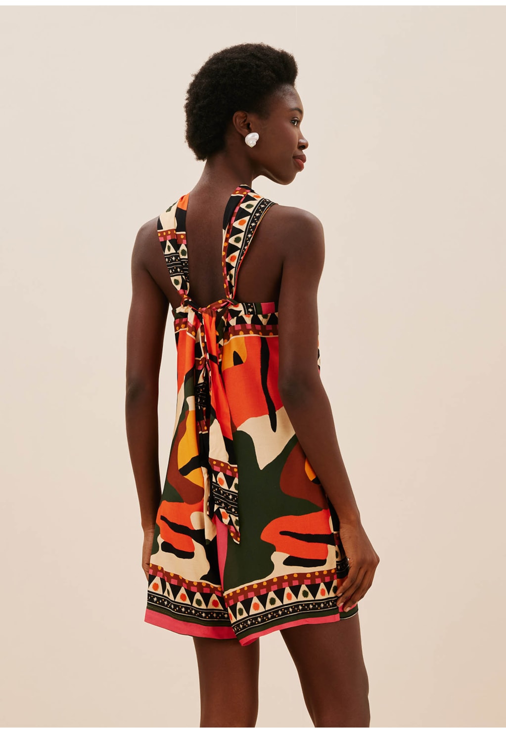 Macaquinho Transpasse Frontal Estampado Araruta