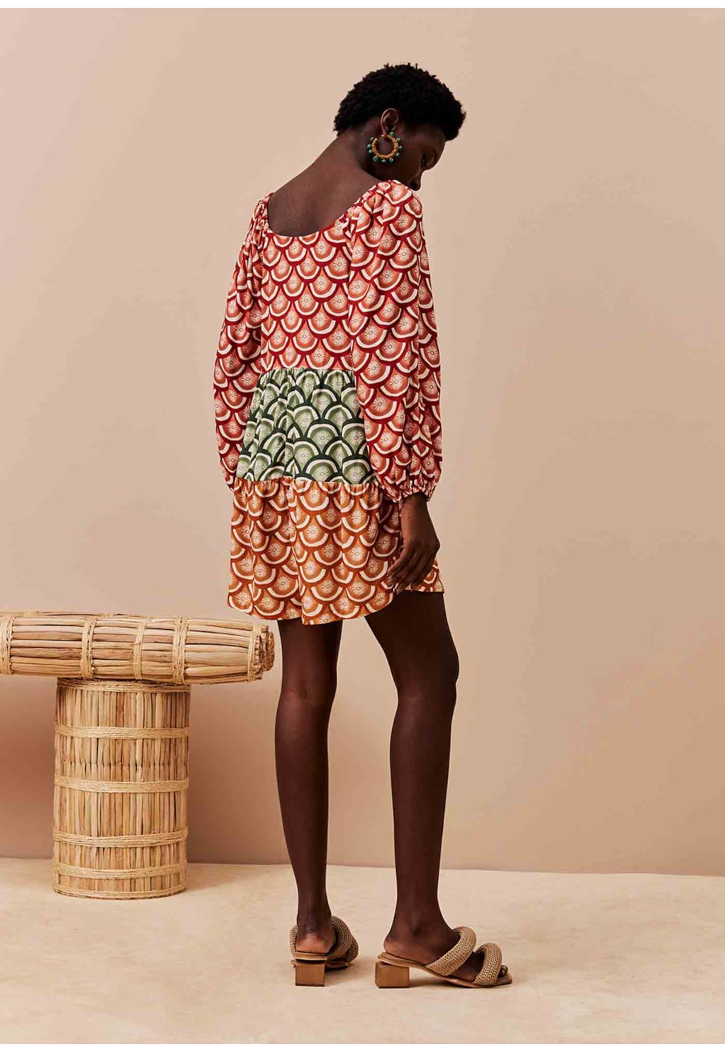 Macaquinho Tricolor Franzidinho Estampado El Sol Tricolor