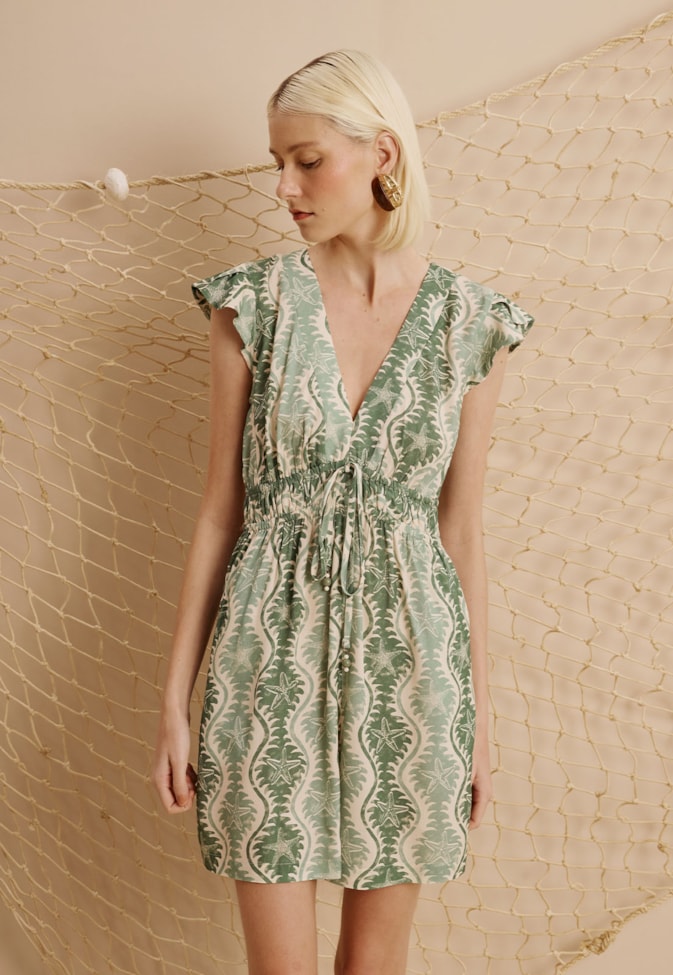 Macaquinho Túnel Babadinhos Estampado Rio Verde