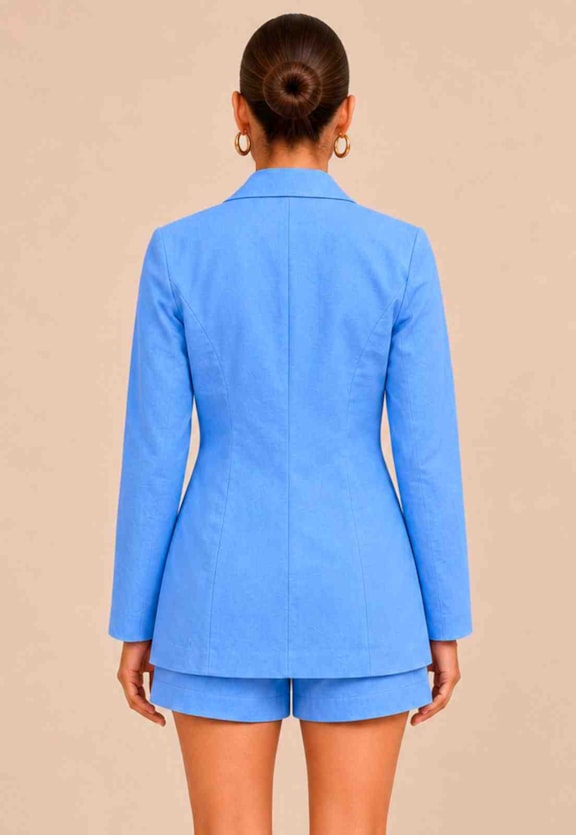 Maxi Blazer Liso Amarração Vista Traseira