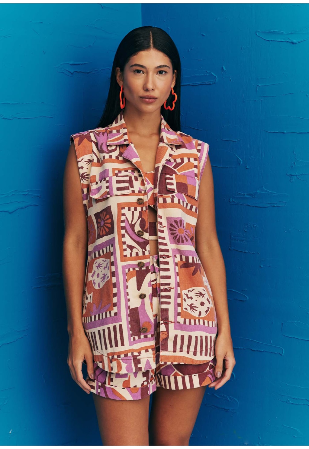 Maxi Colete Sarja  Estampada Vila Hermosa