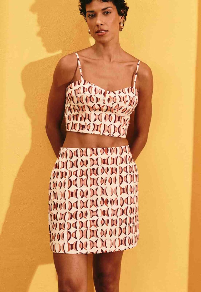 Minissaia Estampada Fase Lunar