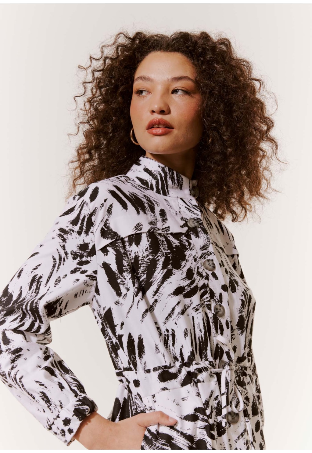 Parka Botões Estampada Leopardo