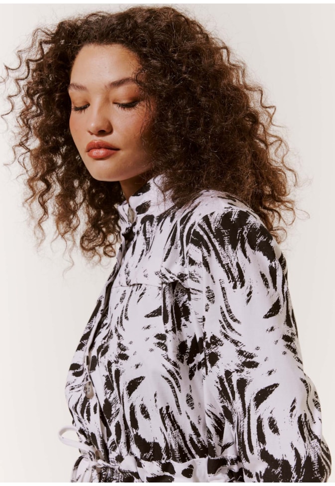 Parka Botões Estampada Leopardo