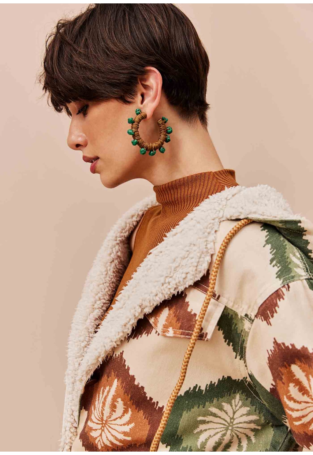 Parka Dublada Sherpa Estampada Andina