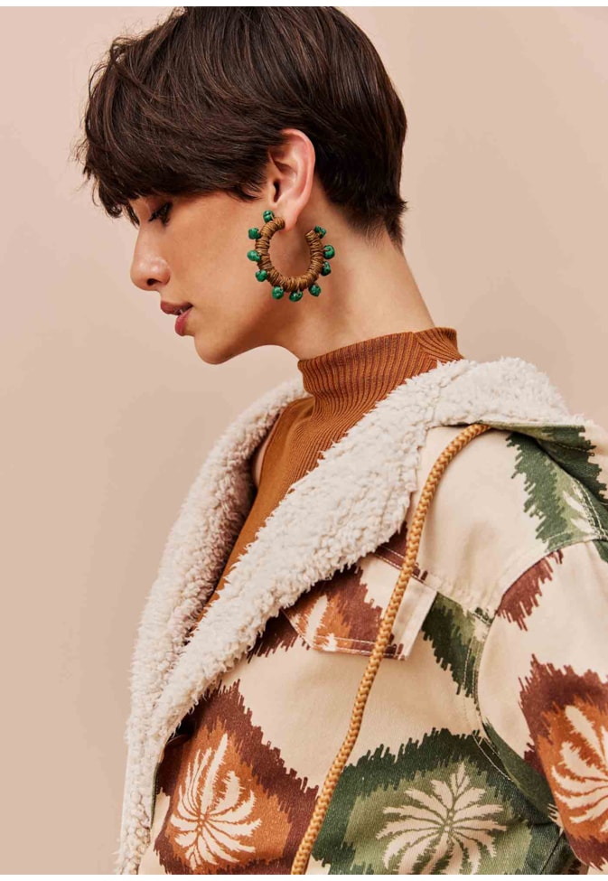 Parka Dublada Sherpa Estampada Andina