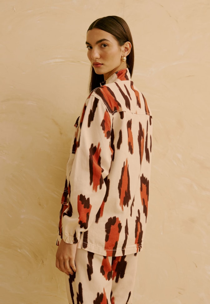 Parka em Sarja Estampada Chimu Off