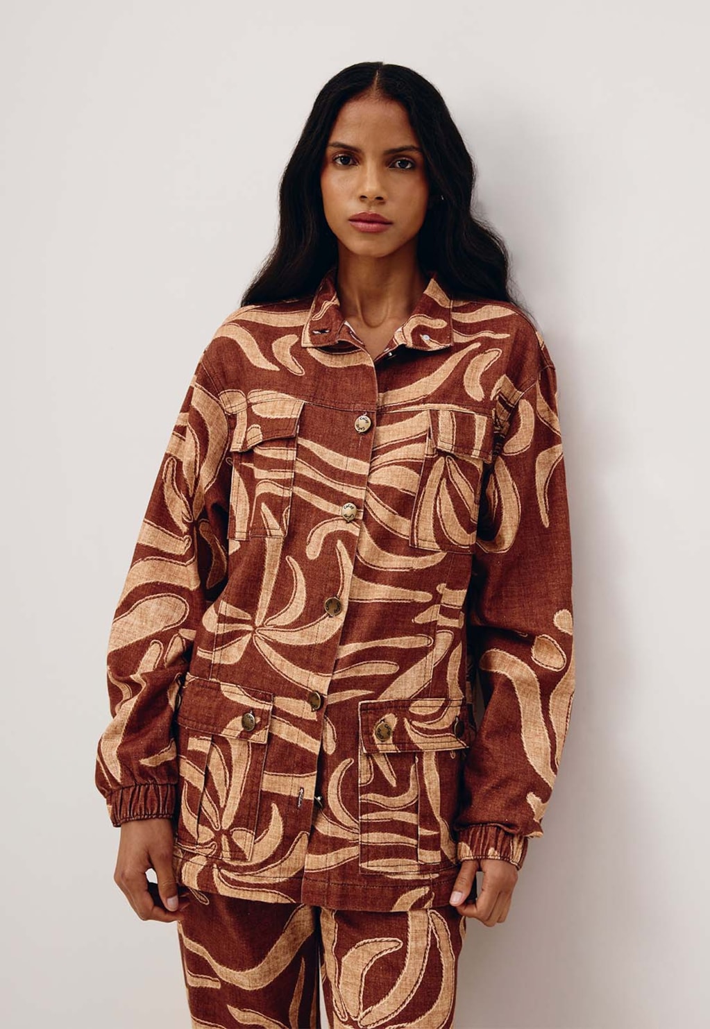 Parka Sarja Bolsos Estampada Yucca