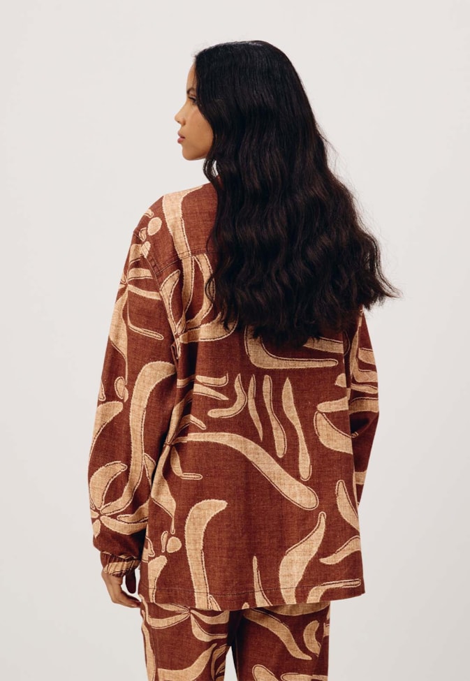 Parka Sarja Bolsos Estampada Yucca