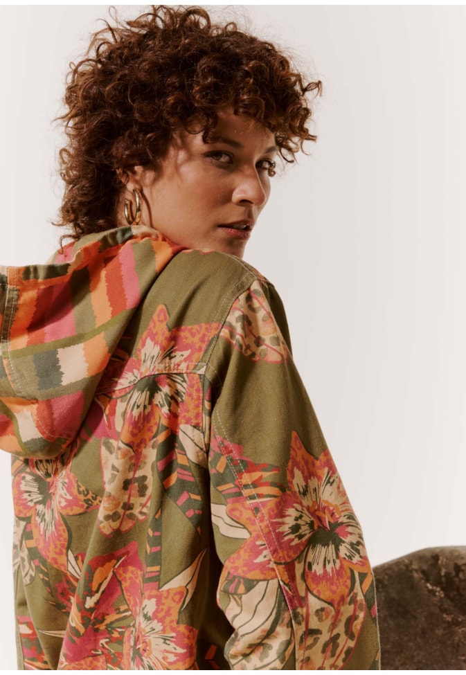 Parka Sarja Mix Estampada Flor do Cerrado